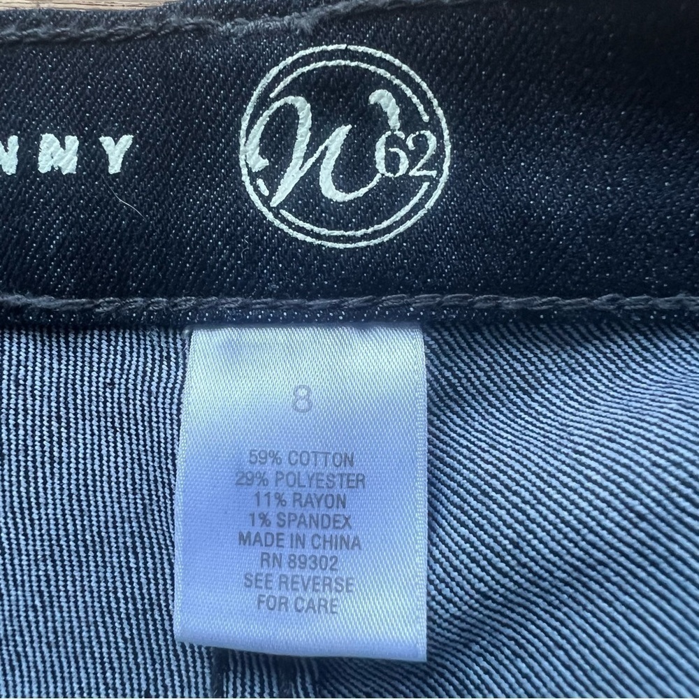 W62 Jeans Womens  Blue Skinny Leg Dark Wash Mid Rise Waist Stretch - Picture 4 of 7